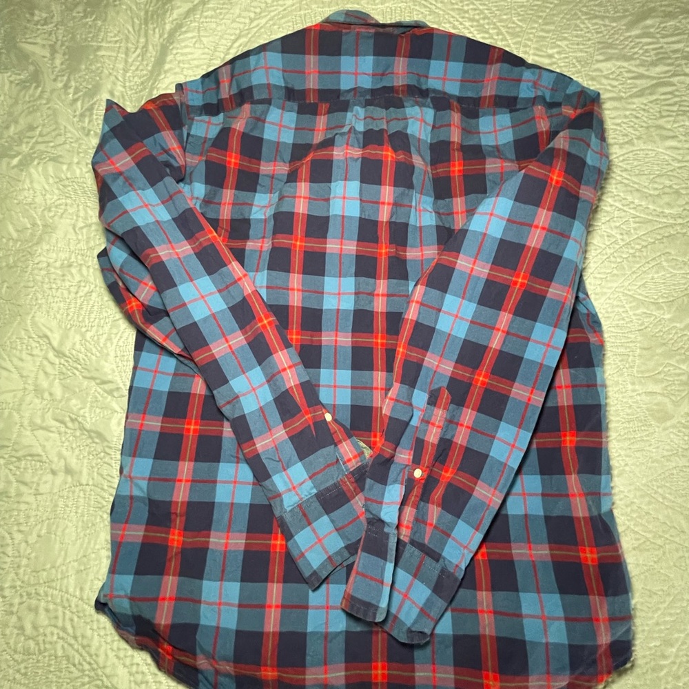 J. Crew Casual Blue and Red Checkered Shirt - Picture 5 of 6